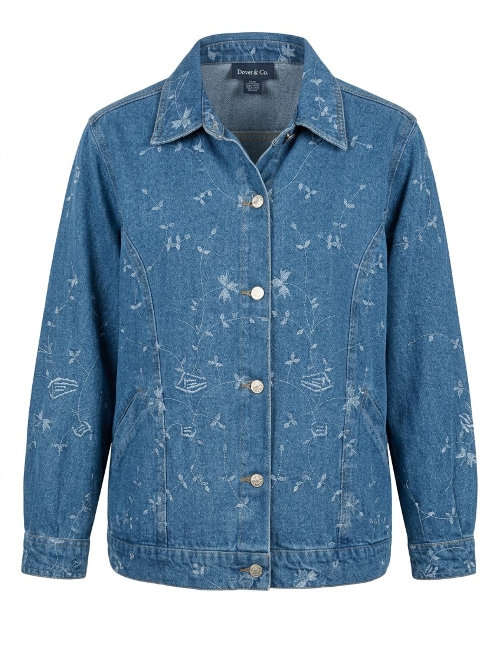 Denim&Co Light Blue Embroidered Jean Jacket